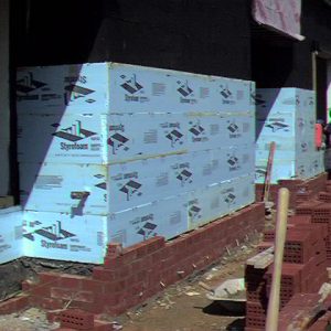 Dow Cavitymate Styrofoam insulation under brick veneer